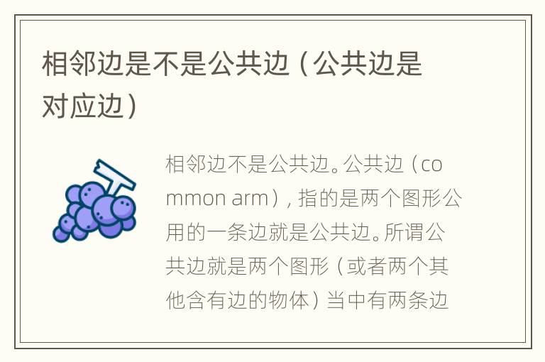 相邻边是不是公共边（公共边是对应边）