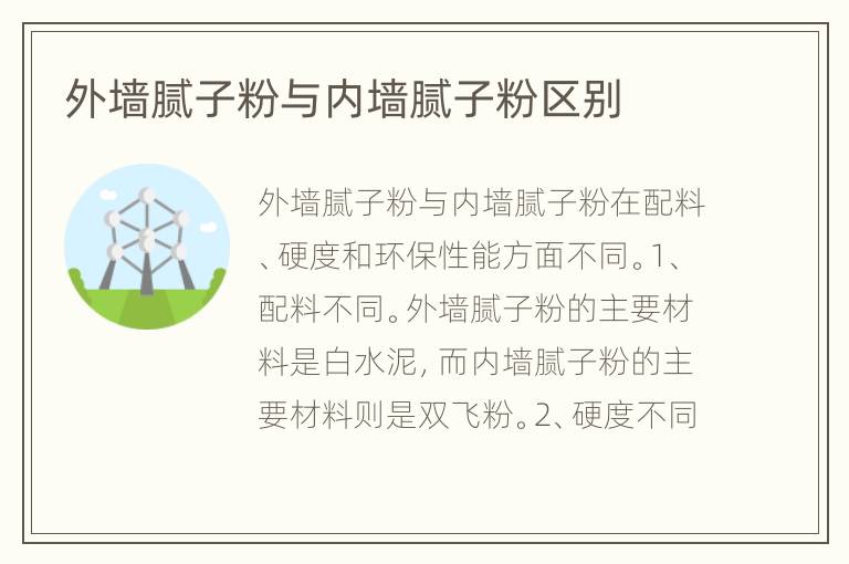 外墙腻子粉与内墙腻子粉区别
