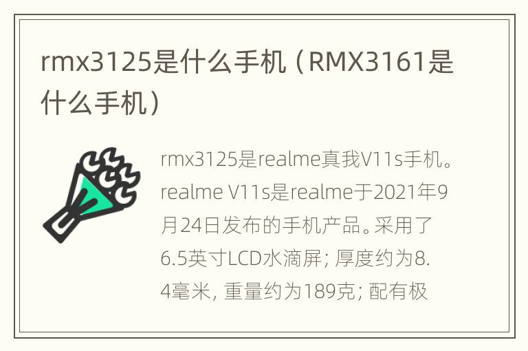 rmx3125是什么手机（RMX3161是什么手机）