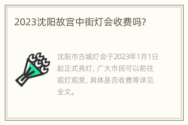 2023沈阳故宫中街灯会收费吗？