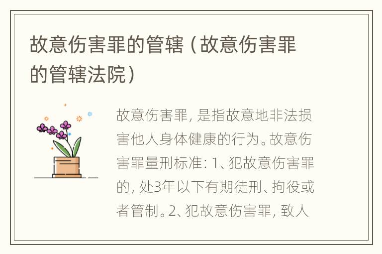 故意伤害罪的管辖（故意伤害罪的管辖法院）