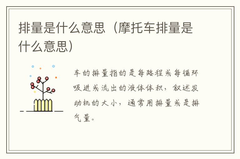 排量是什么意思（摩托车排量是什么意思）