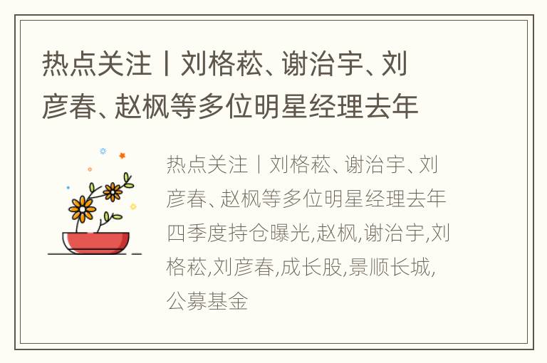 热点关注丨刘格菘、谢治宇、刘彦春、赵枫等多位明星经理去年四季度持仓曝光