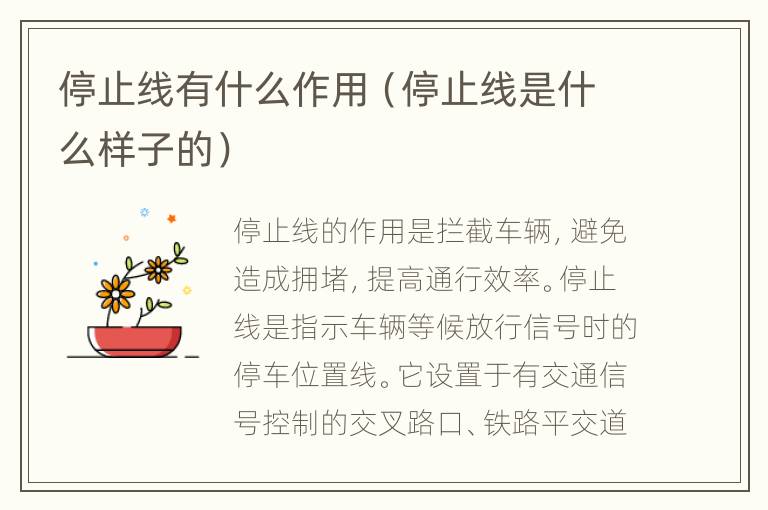 停止线有什么作用（停止线是什么样子的）