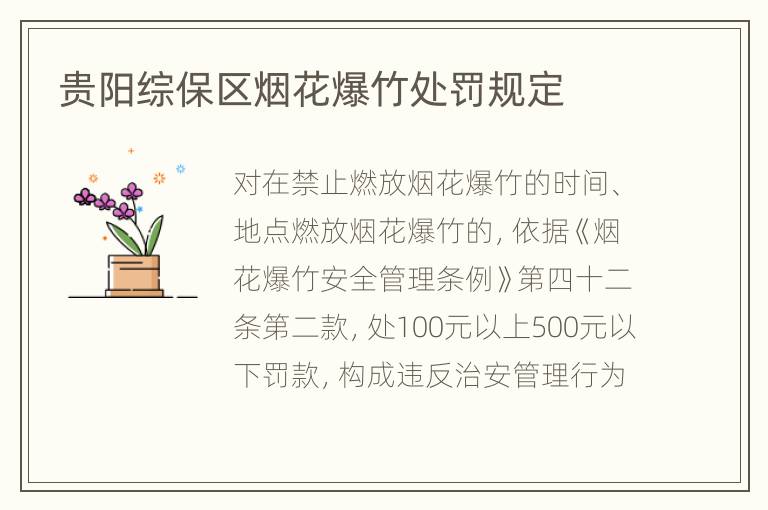 贵阳综保区烟花爆竹处罚规定