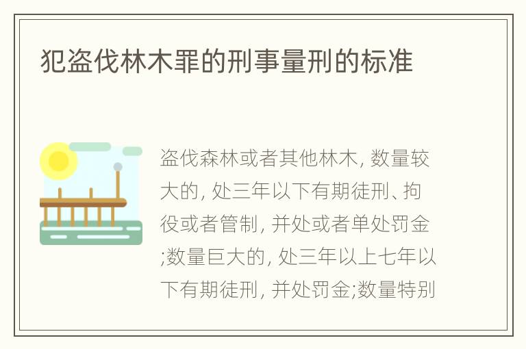犯盗伐林木罪的刑事量刑的标准