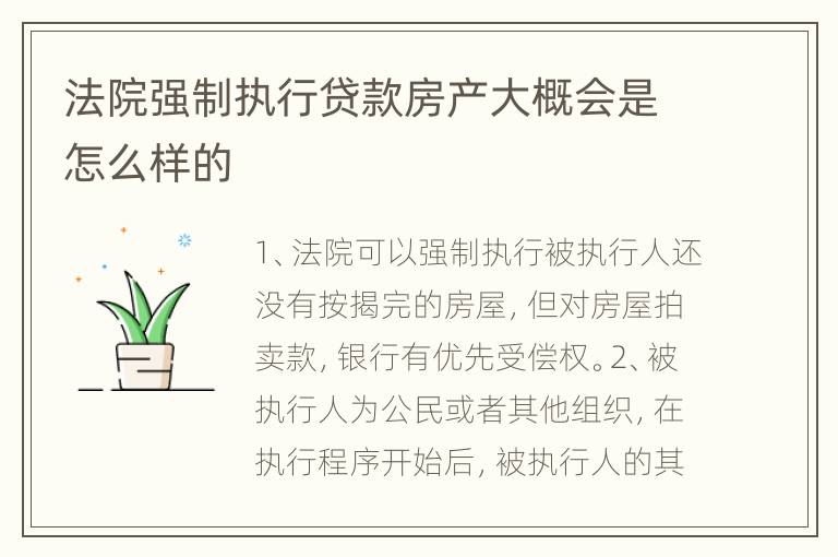 法院强制执行贷款房产大概会是怎么样的