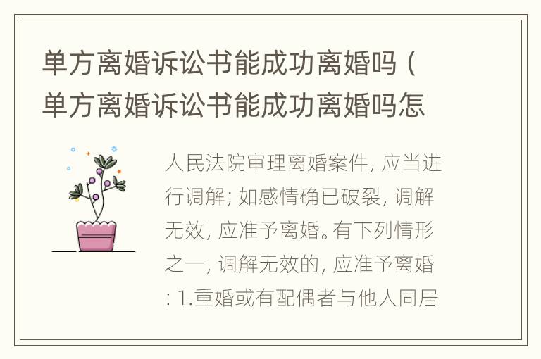单方离婚诉讼书能成功离婚吗（单方离婚诉讼书能成功离婚吗怎么写）
