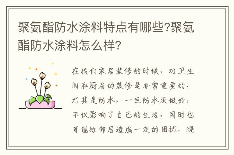 聚氨酯防水涂料特点有哪些?聚氨酯防水涂料怎么样？