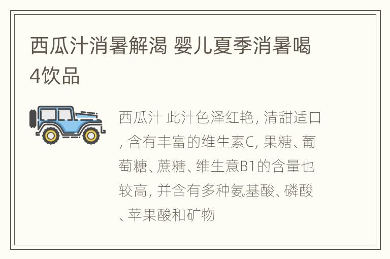 西瓜汁消暑解渴 婴儿夏季消暑喝4饮品