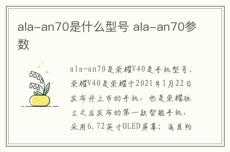 ala-an70是什么型号 ala-an70参数