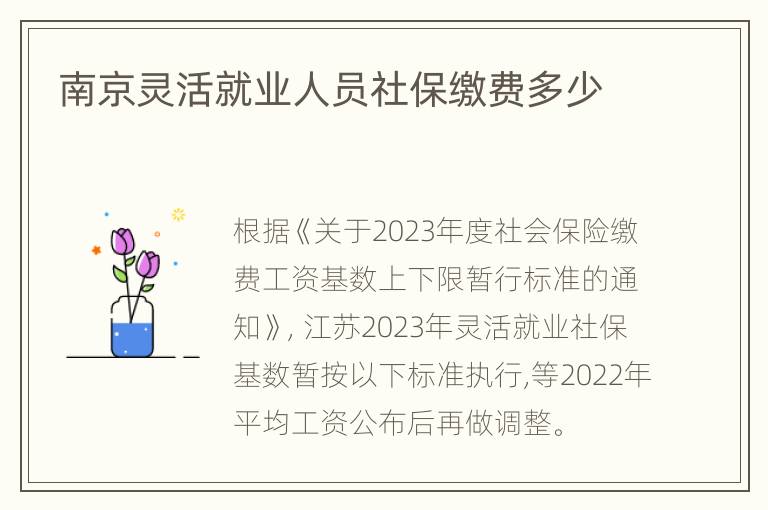 南京灵活就业人员社保缴费多少