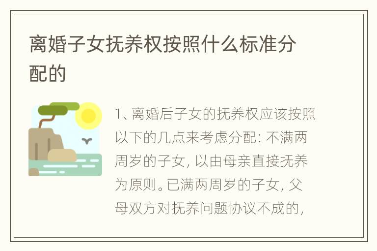 离婚子女抚养权按照什么标准分配的