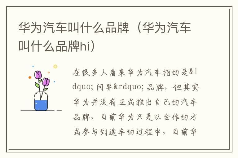 华为汽车叫什么品牌（华为汽车叫什么品牌hi）