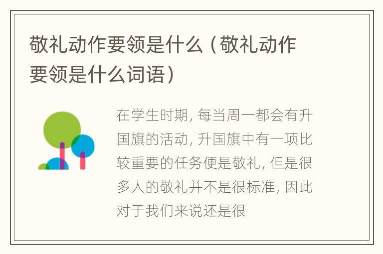 敬礼动作要领是什么（敬礼动作要领是什么词语）