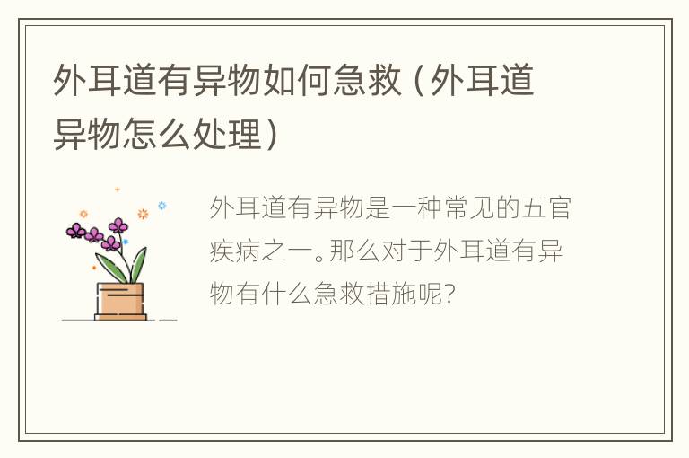 外耳道有异物如何急救（外耳道异物怎么处理）