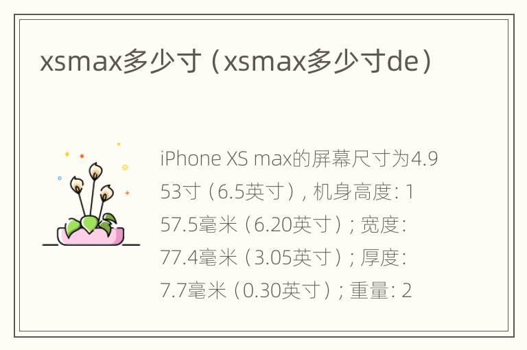 xsmax多少寸（xsmax多少寸de）
