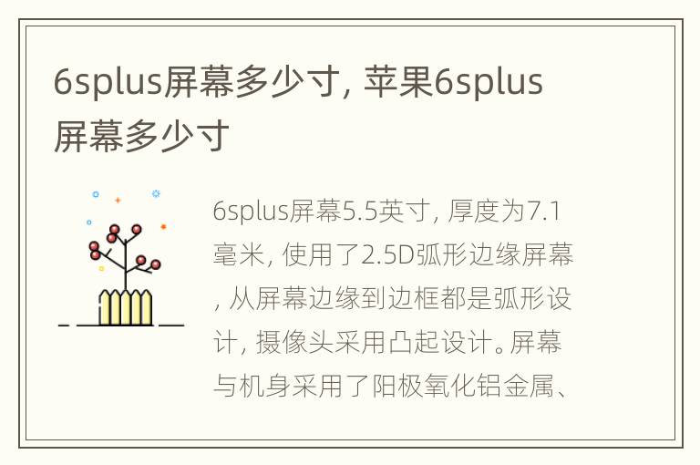 6splus屏幕多少寸，苹果6splus屏幕多少寸