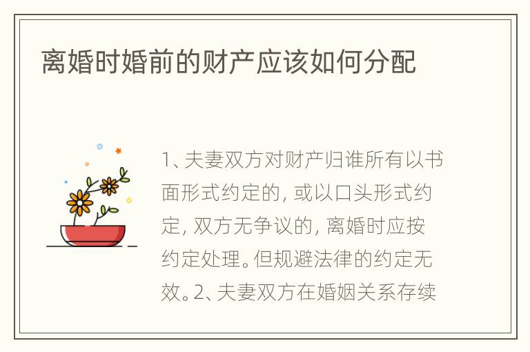 离婚时婚前的财产应该如何分配