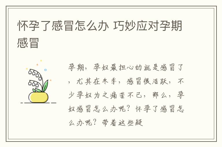 怀孕了感冒怎么办 巧妙应对孕期感冒