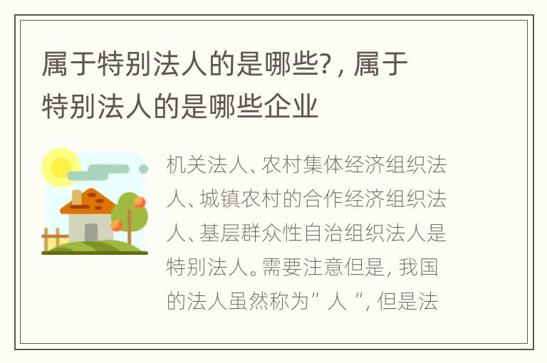 属于特别法人的是哪些？，属于特别法人的是哪些企业