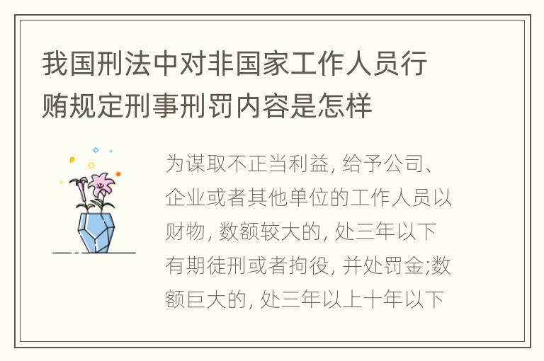 我国刑法中对非国家工作人员行贿规定刑事刑罚内容是怎样