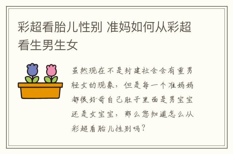 彩超看胎儿性别 准妈如何从彩超看生男生女