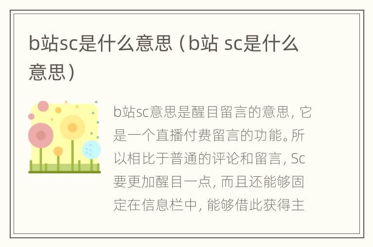 b站sc是什么意思（b站 sc是什么意思）
