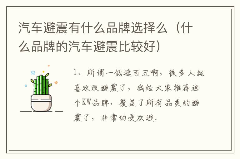 汽车避震有什么品牌选择么（什么品牌的汽车避震比较好）