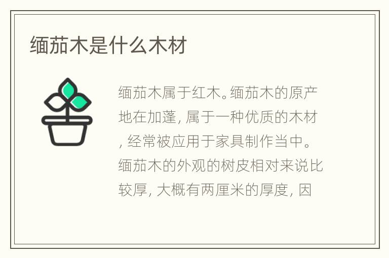 缅茄木是什么木材
