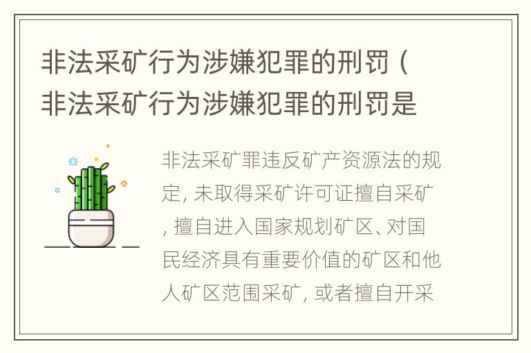 非法采矿行为涉嫌犯罪的刑罚（非法采矿行为涉嫌犯罪的刑罚是什么）