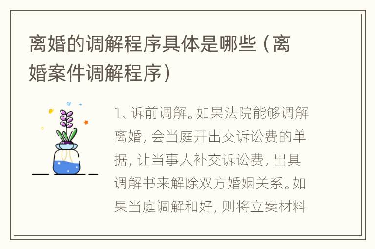 离婚的调解程序具体是哪些（离婚案件调解程序）