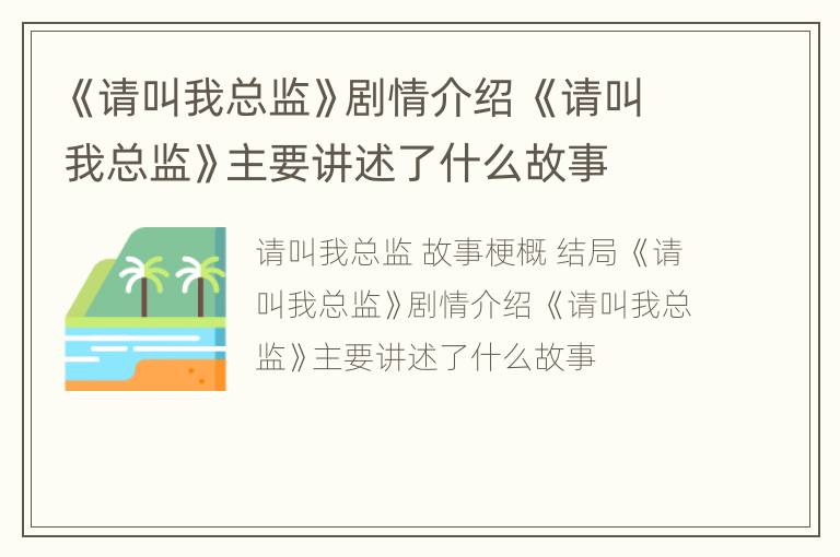 《请叫我总监》剧情介绍 《请叫我总监》主要讲述了什么故事