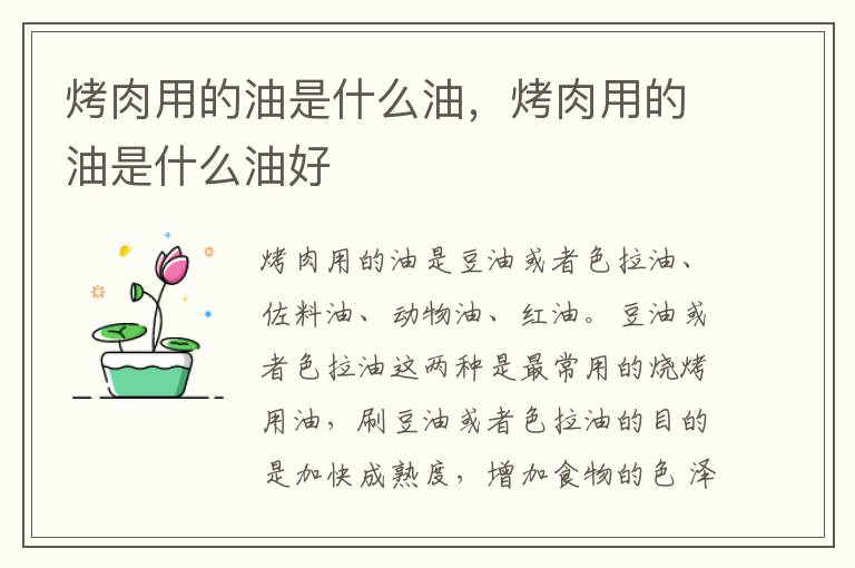 烤肉用的油是什么油，烤肉用的油是什么油好
