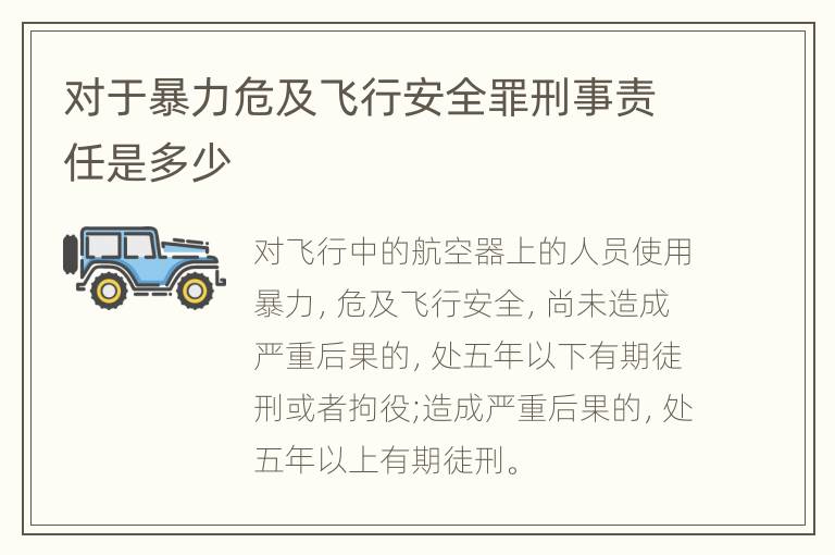 对于暴力危及飞行安全罪刑事责任是多少