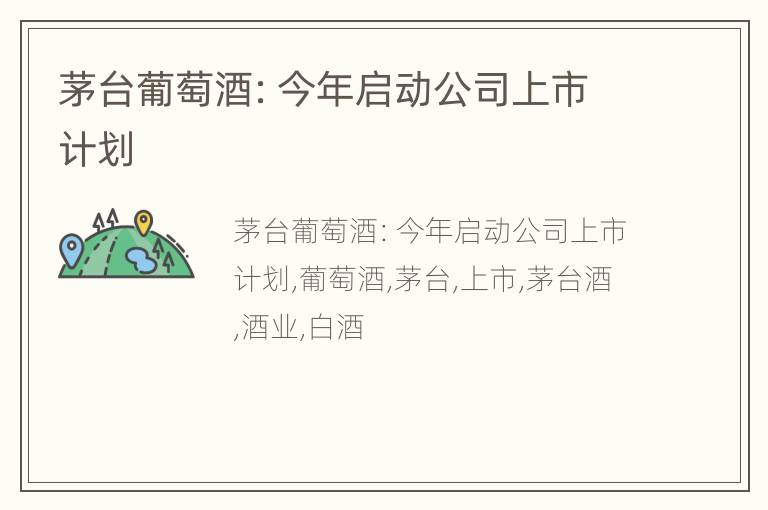 茅台葡萄酒：今年启动公司上市计划
