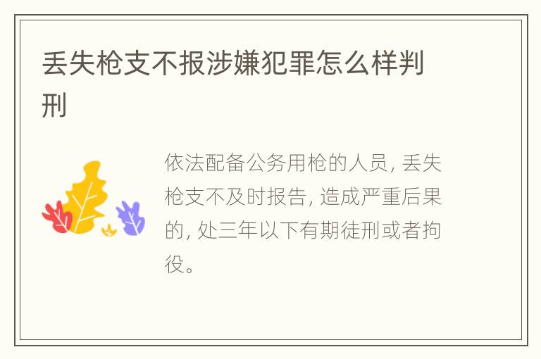 丢失枪支不报涉嫌犯罪怎么样判刑