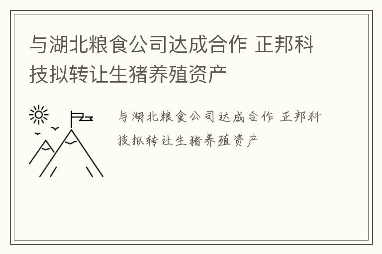 与湖北粮食公司达成合作 正邦科技拟转让生猪养殖资产