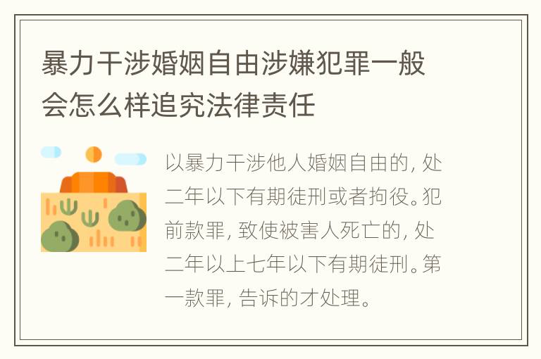 暴力干涉婚姻自由涉嫌犯罪一般会怎么样追究法律责任