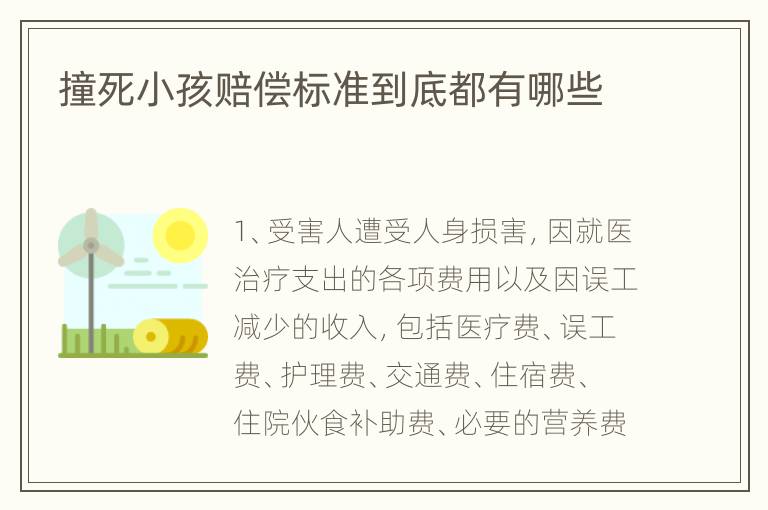 撞死小孩赔偿标准到底都有哪些