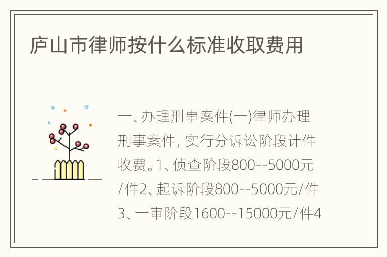 庐山市律师按什么标准收取费用