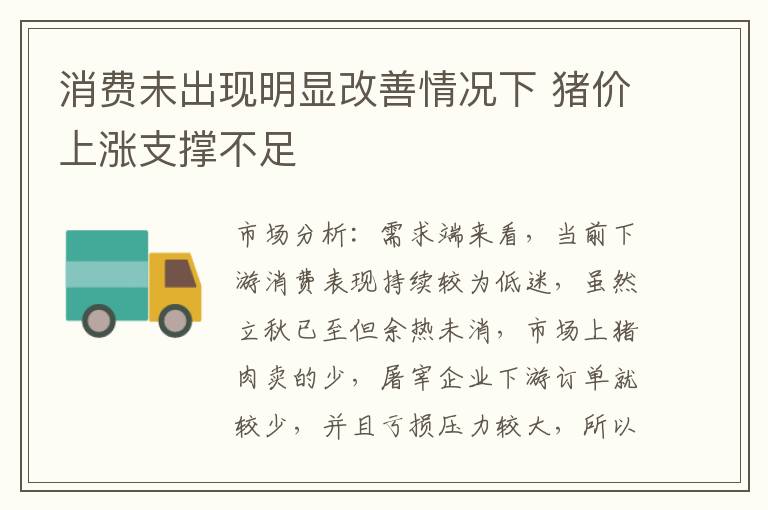消费未出现明显改善情况下 猪价上涨支撑不足