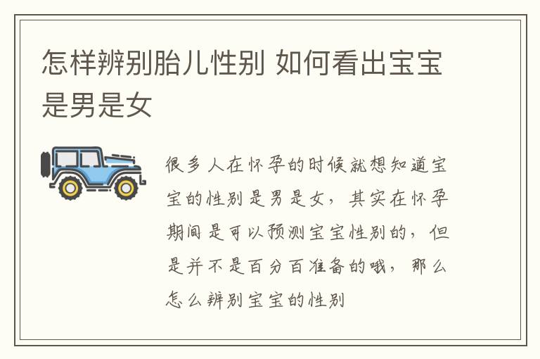 怎样辨别胎儿性别 如何看出宝宝是男是女