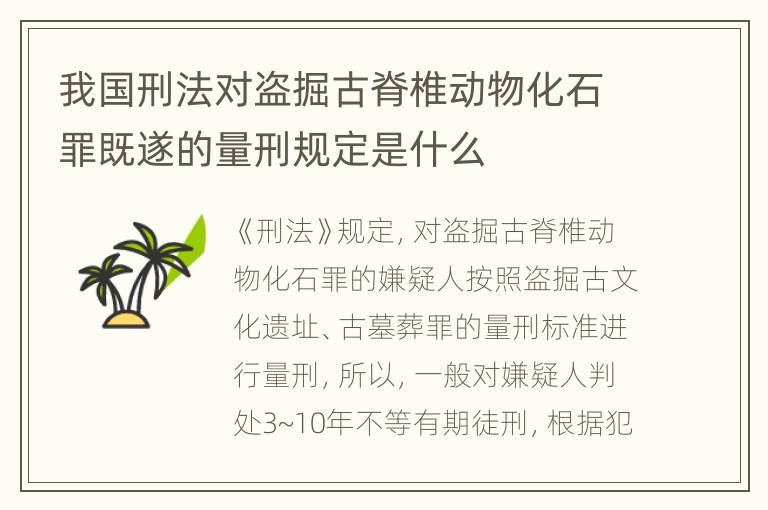 我国刑法对盗掘古脊椎动物化石罪既遂的量刑规定是什么