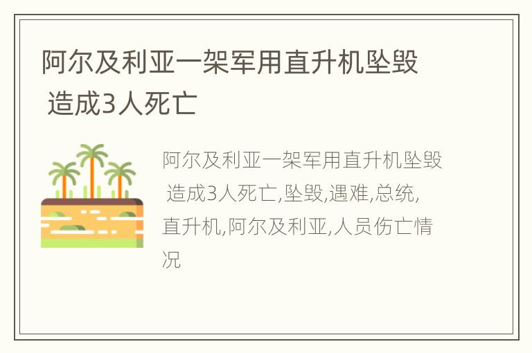 阿尔及利亚一架军用直升机坠毁 造成3人死亡