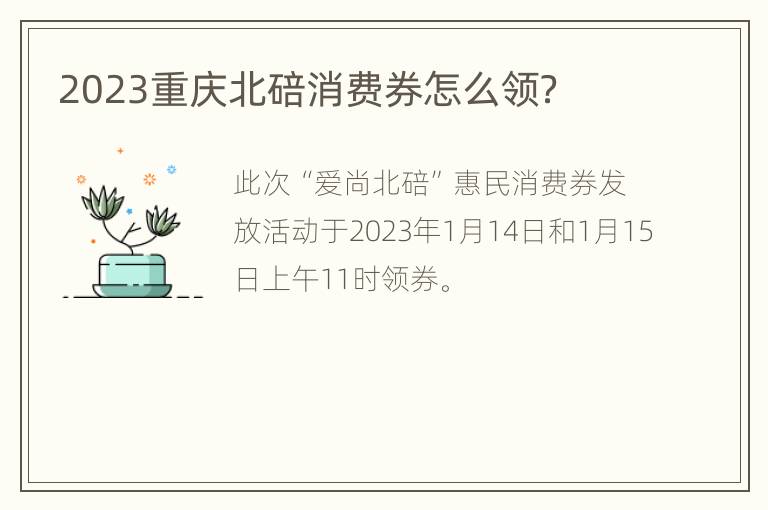 2023重庆北碚消费券怎么领？