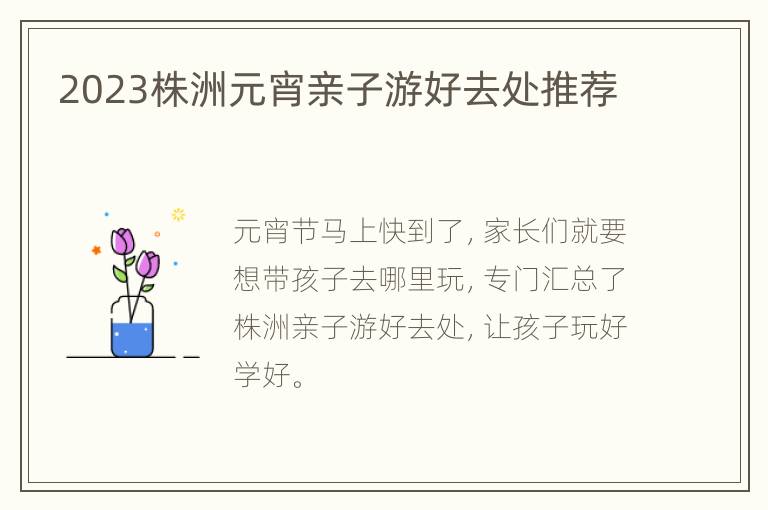 2023株洲元宵亲子游好去处推荐