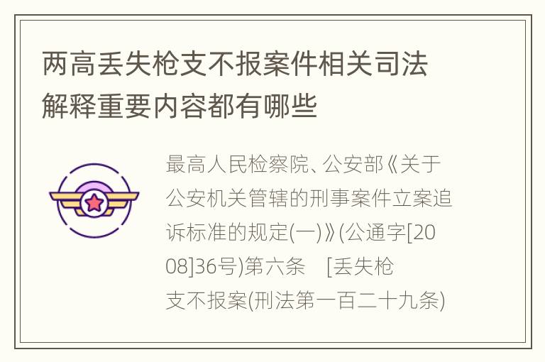 两高丢失枪支不报案件相关司法解释重要内容都有哪些