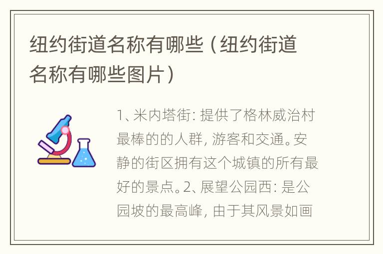 纽约街道名称有哪些（纽约街道名称有哪些图片）