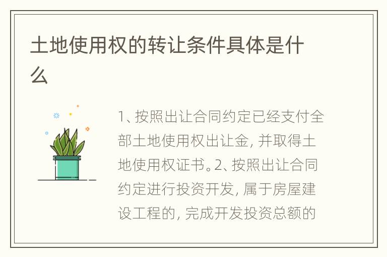 土地使用权的转让条件具体是什么